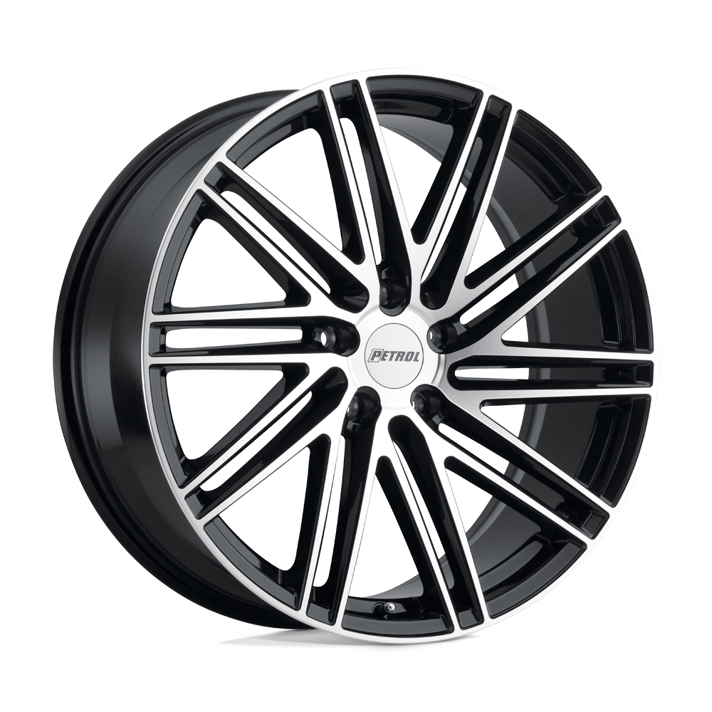 17" Petrol P1C GLOSS BLACK W/ MACH CUT FACE 5X120