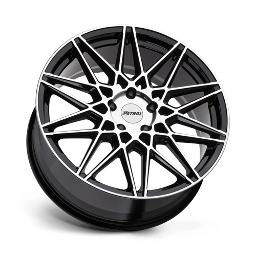 20" Petrol P3C GLOSS BLACK W/ MACH CUT FACE 5X108