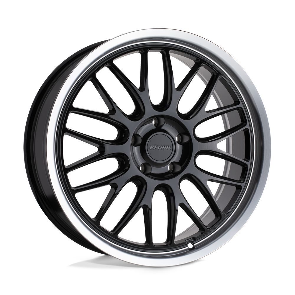 16X7 Petrol P4C GLOSS BLACK W/ MACH CUT LIP 5X114.3
