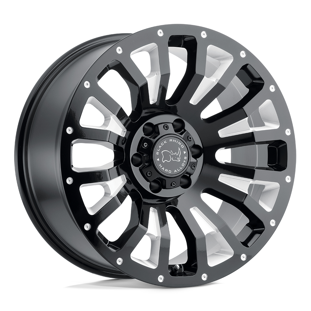 20" Black Rhino Hard Alloys PINATUBO GLOSS BLACK MILLED 6X139.7
