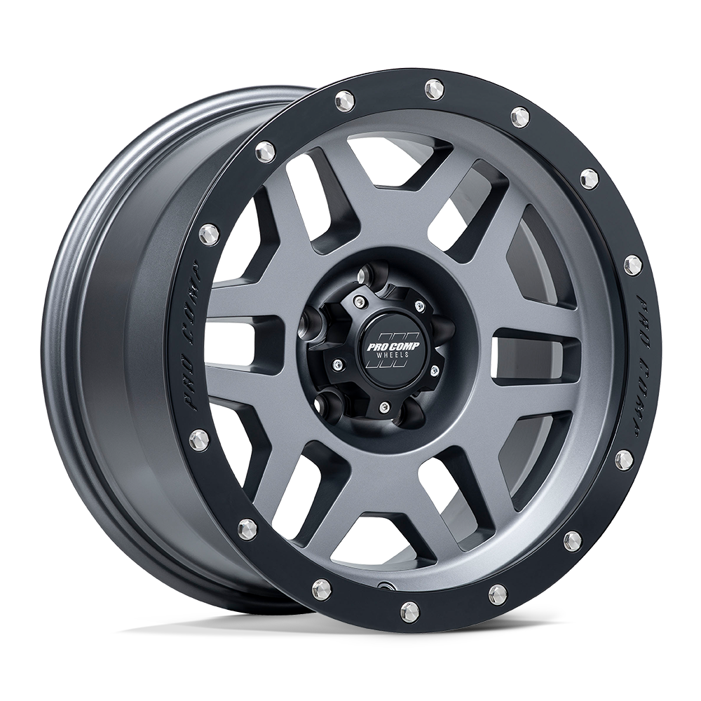 17X9 Pro Comp Alloys PA41 PHASER MATTE GRAPHITE W/ BLACK LIP 5X127