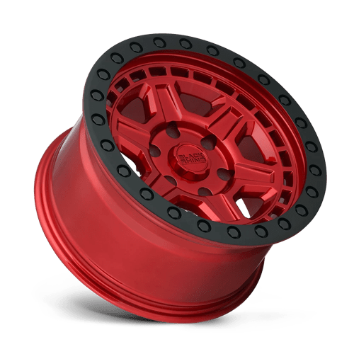 17" Black Rhino Hard Alloys RENO CANDY RED W/ BLACK RING & BOLT 6X135