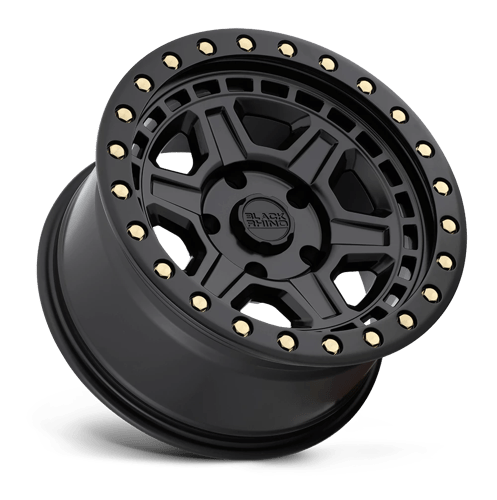 17" Black Rhino Hard Alloys RENO MATTE BLACK W/ BRASS BOLTS 6X139.7