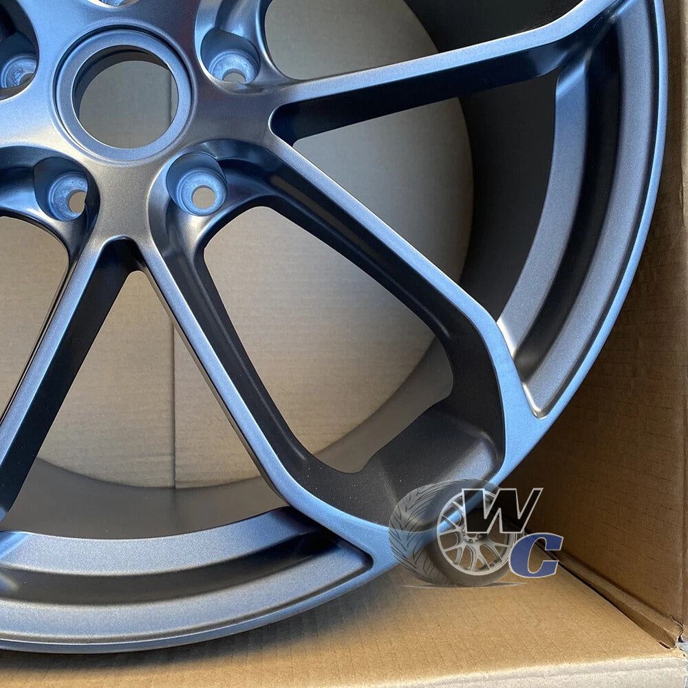 22” Wheels Fit Porsche Taycan 2020–2025 | OE Style Rims | Matte Black | Staggered Set of 4