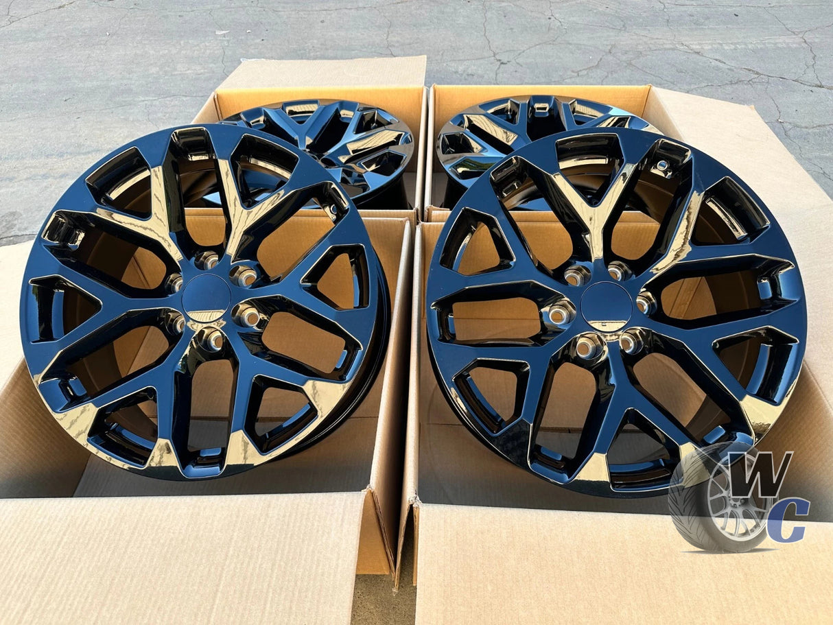 22” Wheels Fit GMC Sierra 1500 1999–2026 | OE Style Rims | Gloss Black | Set of 4