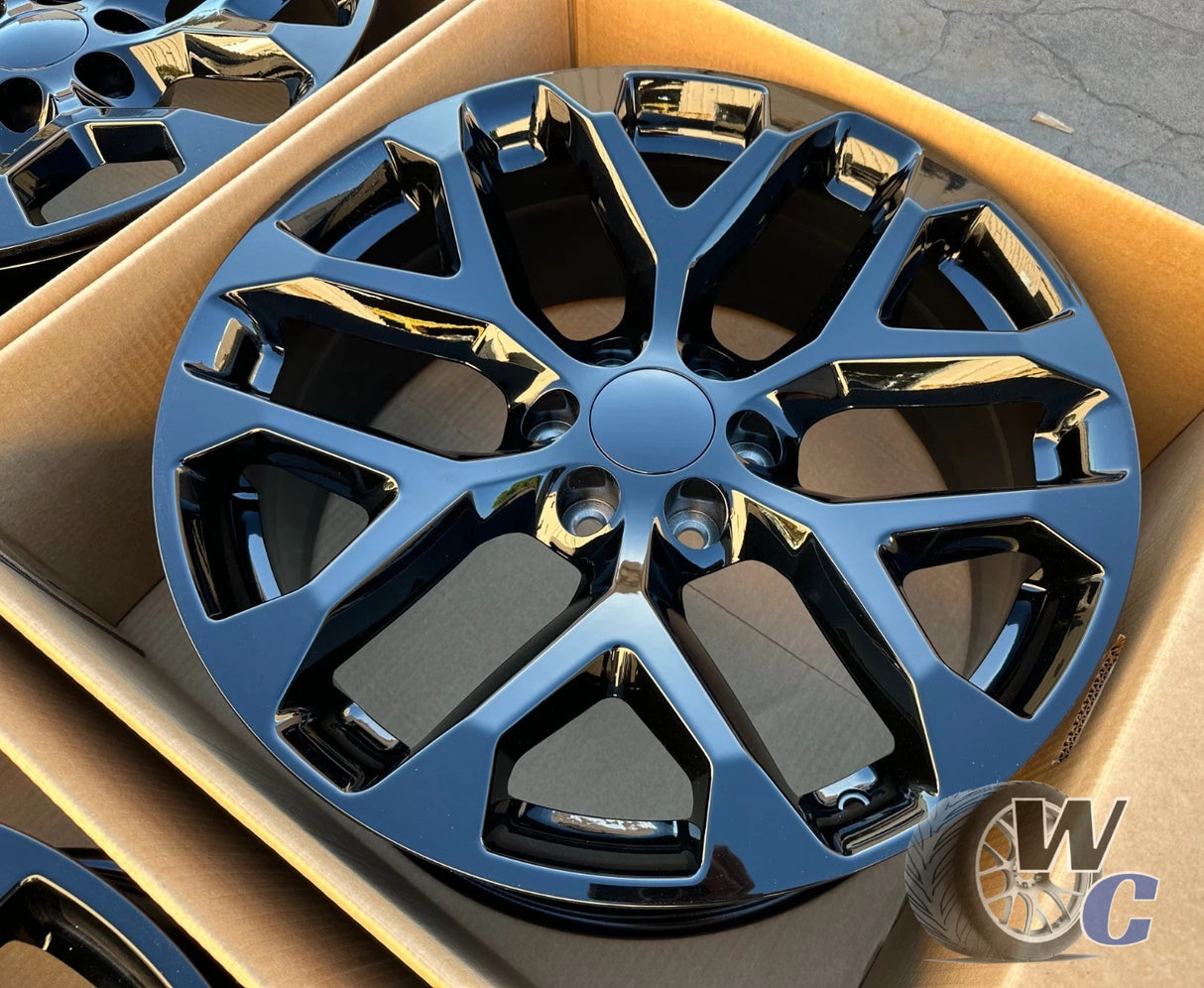 22” Wheels Fit GMC Sierra 1500 1999–2026 | OE Style Rims | Gloss Black | Set of 4