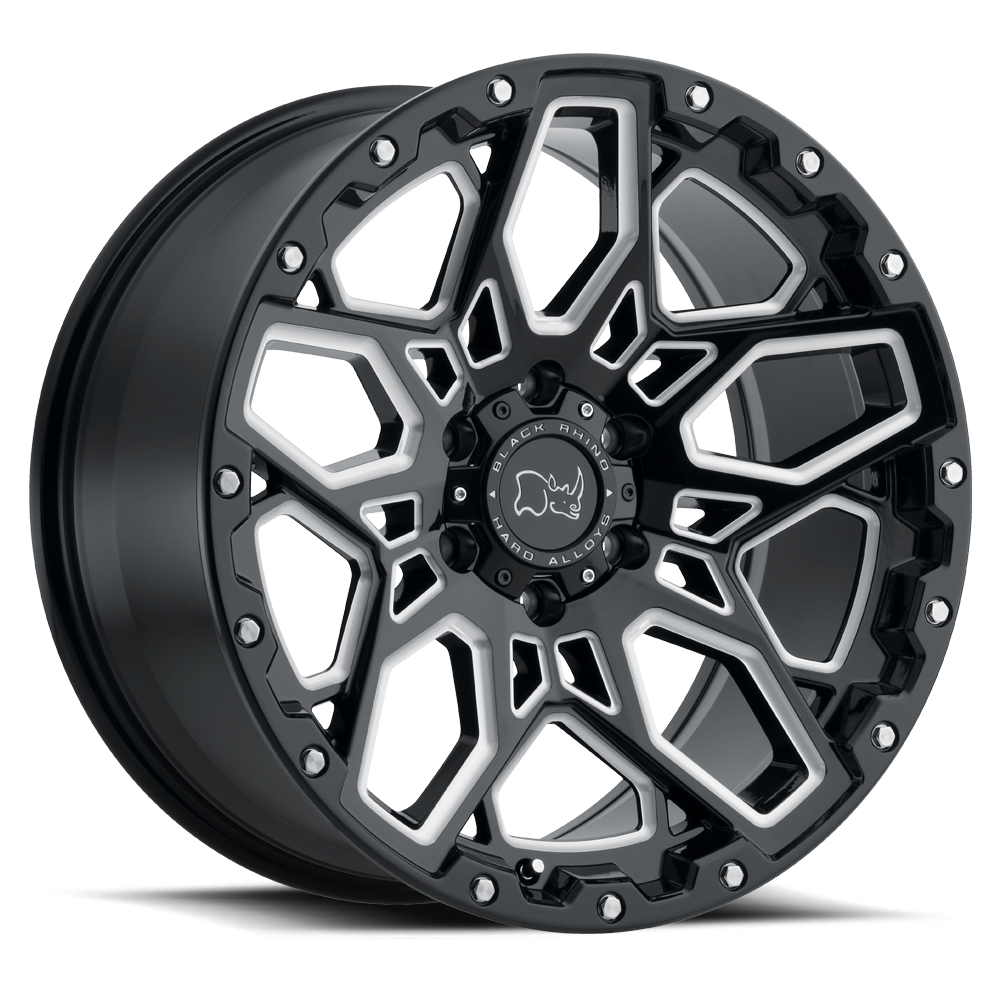 20" Black Rhino Hard Alloys SHRAPNEL GLOSS BLACK W/ MILLED SPOKES 5X150