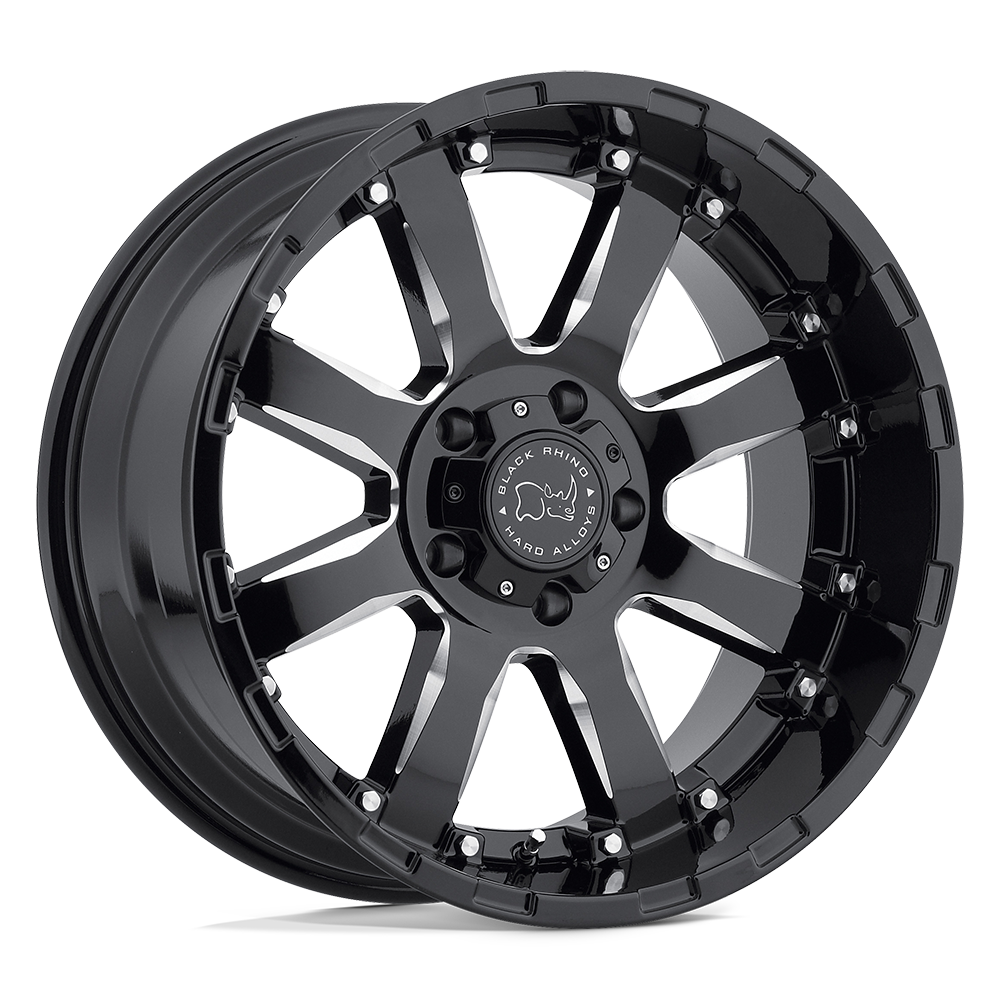 20" Black Rhino Hard Alloys SIERRA GLOSS BLACK W/ MILLED SPOKES 6X139.7