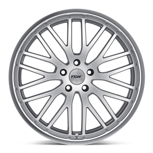 18X8 TSW SNETTERTON HYPER SILVER W/ MIRROR CUT LIP 5X108