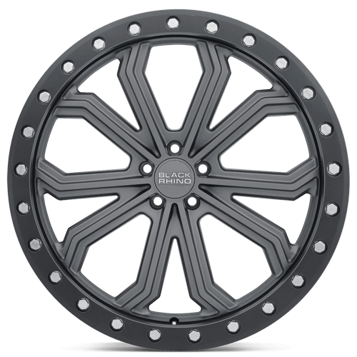 20" Black Rhino Hard Alloys TRABUCO M-GUNMETAL W/ BLACK RG & SLVR 5X127