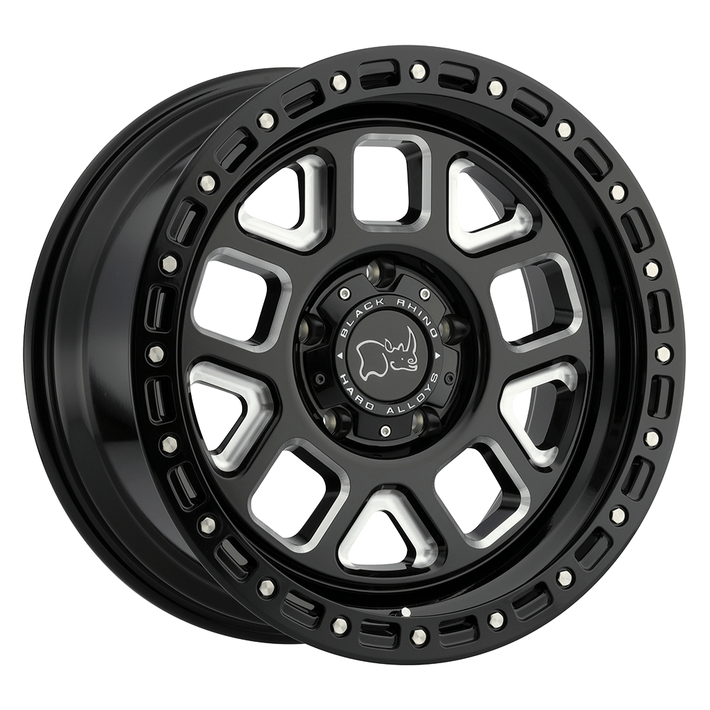 20X9.5 Black Rhino Hard Alloys ALPINE GLOSS BLACK W/ MILLED SPOKES 6X139.7