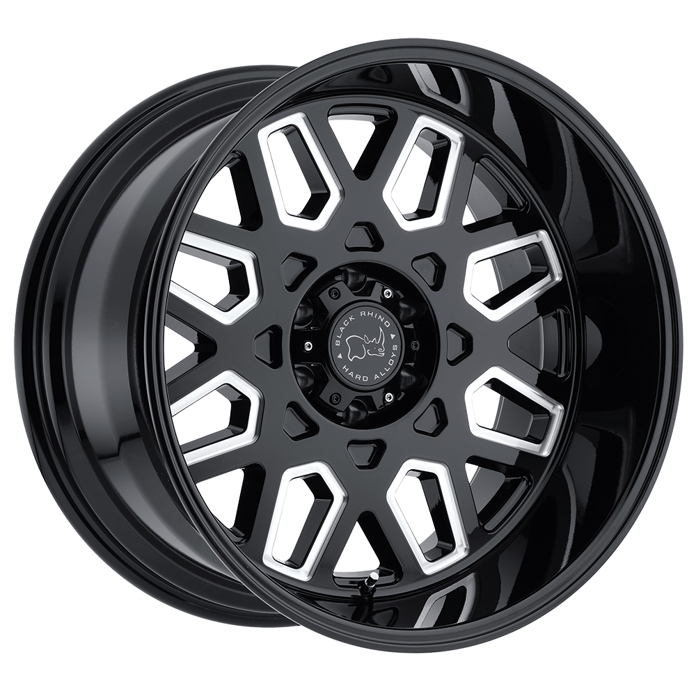 22" Black Rhino Hard Alloys PREDATOR GLOSS BLACK W/ MILLED WINDOWS 6X139.7