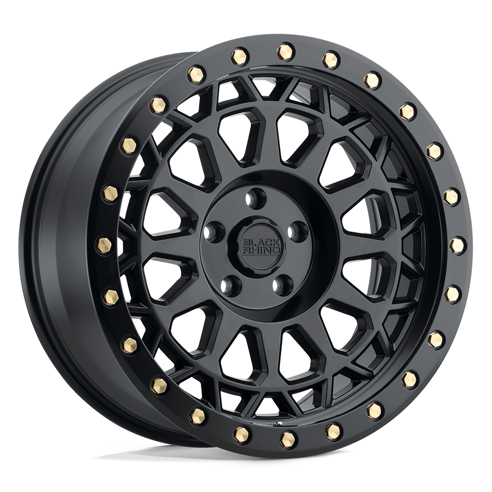 20X9.5 Black Rhino Hard Alloys PRIMM MATTE BLACK W/ BRASS BOLTS 5X127