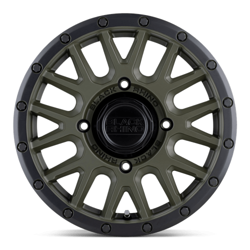 15X7 Black Rhino Hard Alloys - UTV LA PAZ UTV OLIVE DRAB GREEN W/ BLACK LIP 4X110