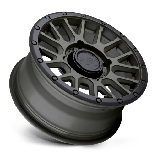 15X7 Black Rhino Hard Alloys - UTV LA PAZ UTV OLIVE DRAB GREEN W/ BLACK LIP 4X137