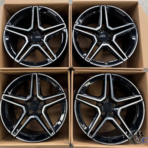 19” Wheels Fit Mercedes-Benz C-Class AMG 1997–2024 |  OE Style Rims |  Gloss Black Machined Face |  Staggered Set of 4