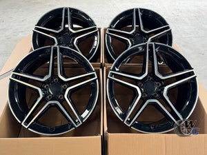 19” Wheels Fit Mercedes-Benz C-Class AMG 1997–2024 |  OE Style Rims |  Gloss Black Machined Face |  Staggered Set of 4