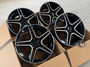 19” Wheels Fit Mercedes-Benz C-Class AMG 1997–2024 |  OE Style Rims |  Gloss Black Machined Face |  Staggered Set of 4