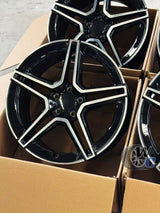 19” Wheels Fit Mercedes-Benz C-Class AMG 1997–2024 |  OE Style Rims |  Gloss Black Machined Face |  Staggered Set of 4
