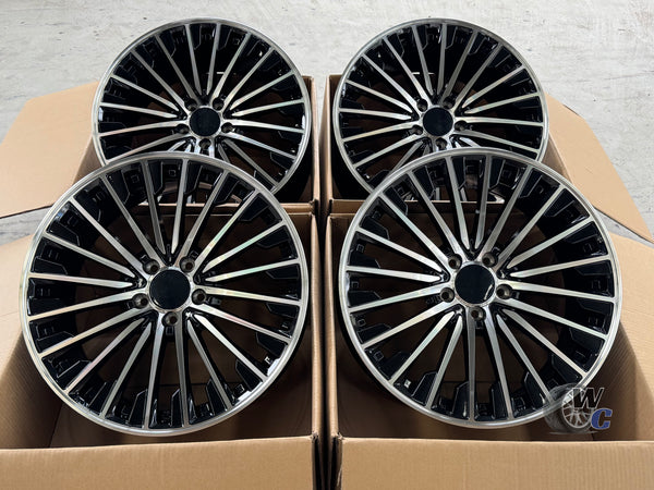 19” Wheels Fit Mercedes-Benz C-Class AMG 1997–2024 |  OE Style Rims |  Gloss Black Machined Face |  Staggered Set of 4