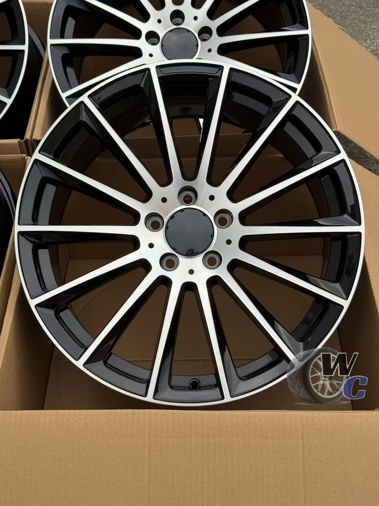 19” Wheels Fit Mercedes-Benz C-Class AMG 1994–2026 |  OE Style Rims |  Gloss Black Machined Face |  Staggered Set of 4