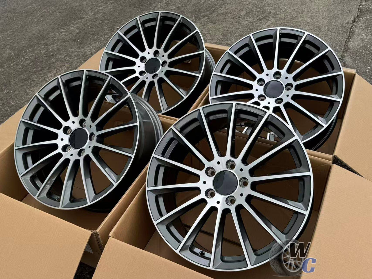 19” Wheels Fit Mercedes-Benz GLC AMG 2016–2026 |  OE Style Rims |  Gunmetal Machined Face |  Staggered Set of 4