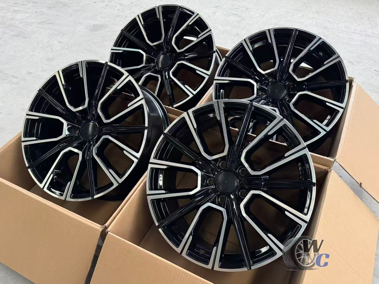 19” Wheels Fit BMW 5 Series 2011–2023 |  Factory Style Rims |  Gloss Black Machined Face |  Staggered Set of 4