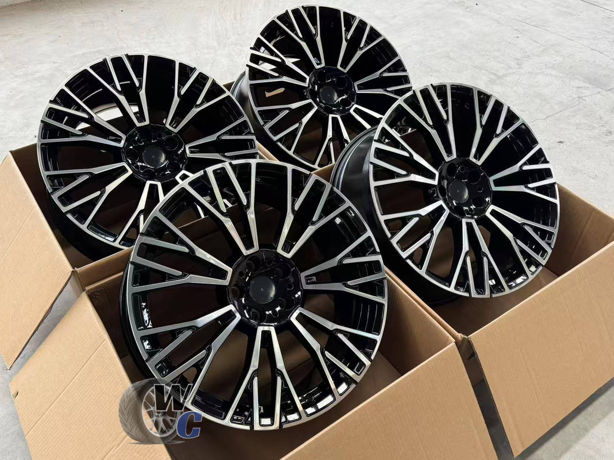 22” Wheels Fit BMW X7 2019–2025 |  Factory Style Rims |  Gloss Black Machined Face |  Staggered Set of 4