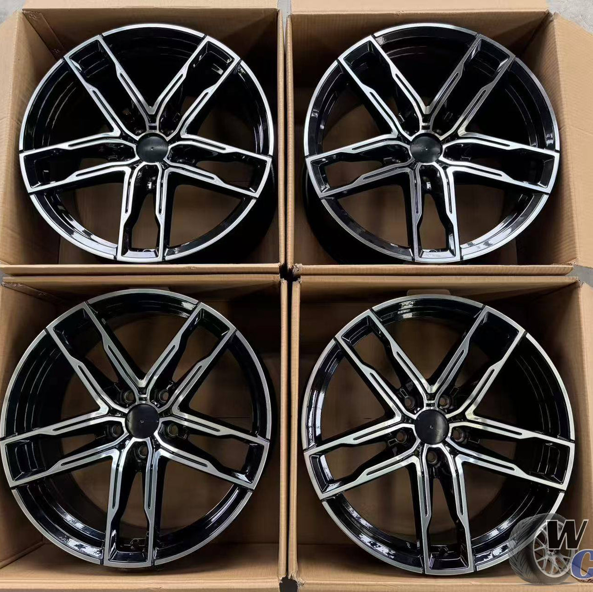 19” Wheels Fit BMW 3 Series 2012–2019 |  Factory Style Rims |  Gloss Black Machined Face |  Staggered Set of 4