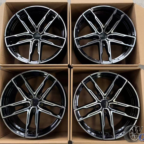 19” Wheels Fit BMW 3 Series 2012–2019 |  Factory Style Rims |  Gloss Black Machined Face |  Staggered Set of 4