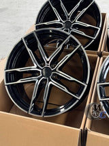 19” Wheels Fit BMW 3 Series 2012–2019 |  Factory Style Rims |  Gloss Black Machined Face |  Staggered Set of 4