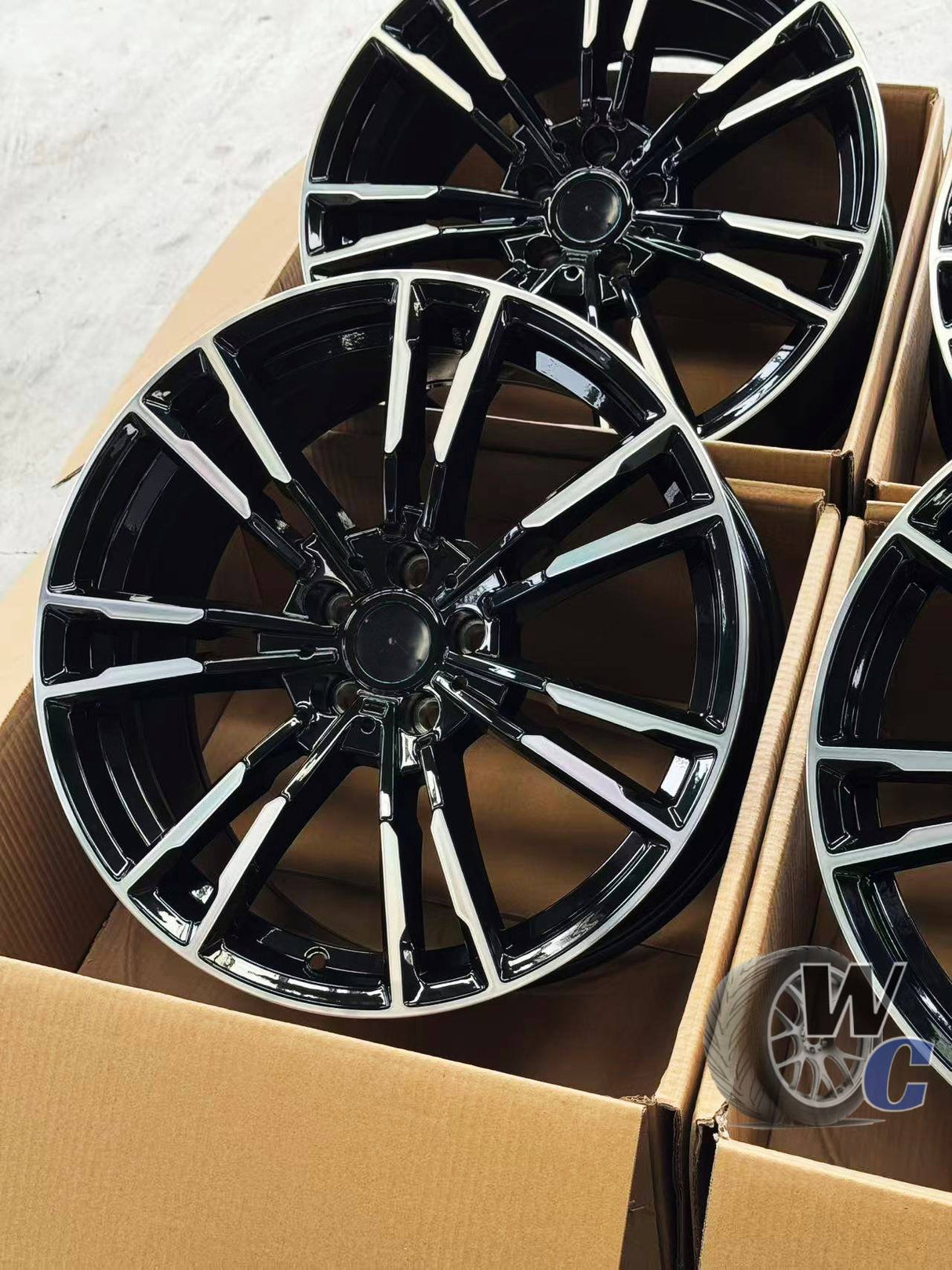 19” Wheels Fit BMW 7 Series 2016–2025 |  Factory Style Rims |  Gloss Black Machined Face |  Staggered Set of 4