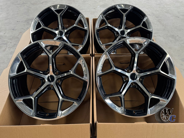 21” Wheels Fit Audi Q7 2017–2025 |  OE Style Rims |  Gloss Black W/ Polished Edges |  Set of 4