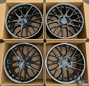 20” Wheels Fit Porsche Panamera 2010–2023 |  OE Style Rims |  Gloss Black Machined Lip |  Staggered Set of 4