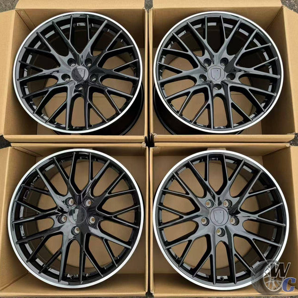 21” Wheels Fit Porsche Panamera 2009–2025 |  OE Style Rims |  Gloss Black Machined Lip |  Staggered Set of 4
