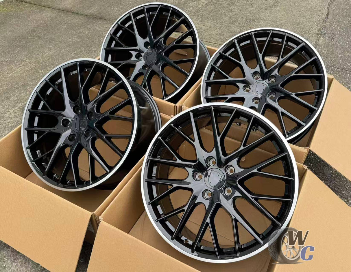 21” Wheels Fit Porsche Panamera 2009–2025 |  OE Style Rims |  Gloss Black Machined Lip |  Staggered Set of 4