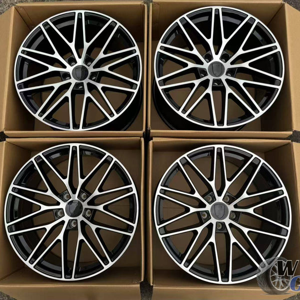 21” Wheels Fit Porsche Taycan 2019–2026 |  OE Style Rims |  Gloss Black Machined Face |  Staggered Set of 4