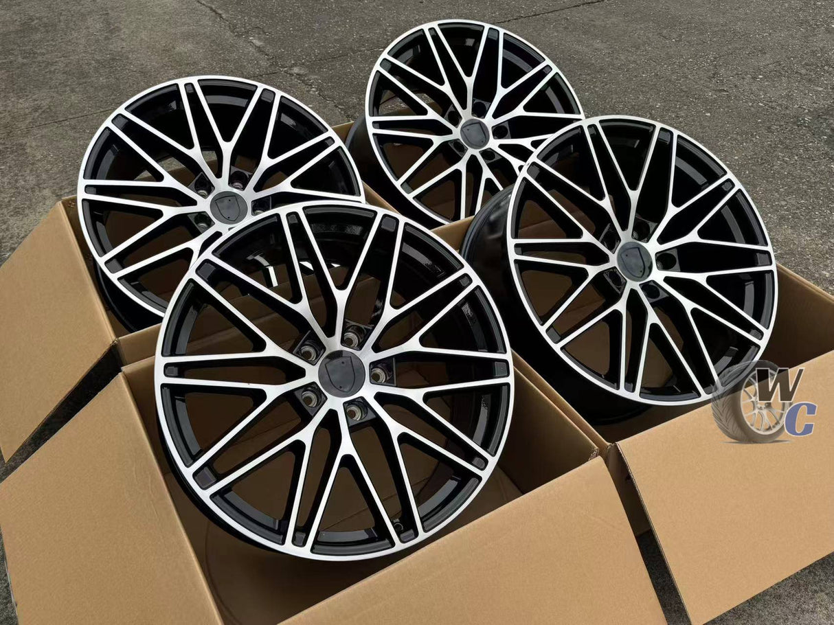 21” Wheels Fit Porsche Cayenne 2011–2026 |  OE Style Rims |  Gloss Black Machined Face |  Staggered Set of 4