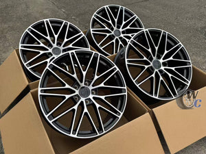 21” Wheels Fit Porsche Cayenne 2011–2026 |  OE Style Rims |  Gloss Black Machined Face |  Staggered Set of 4