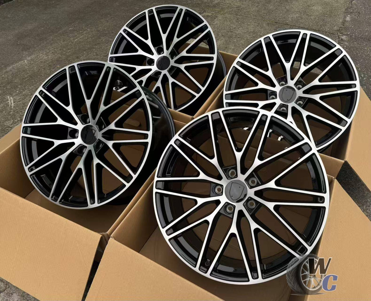 21” Wheels Fit Porsche Cayenne 2011–2026 |  OE Style Rims |  Gloss Black Machined Face |  Staggered Set of 4