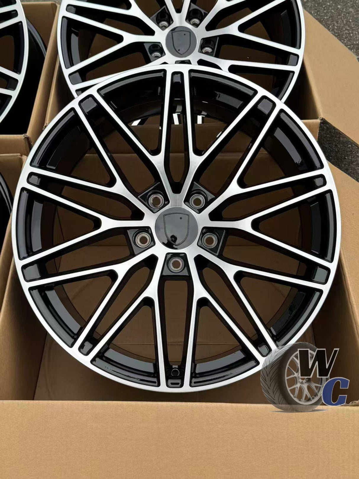 21” Wheels Fit Porsche Cayenne 2011–2026 |  OE Style Rims |  Gloss Black Machined Face |  Staggered Set of 4