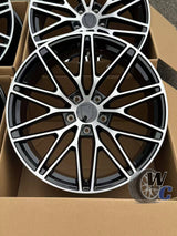 21” Wheels Fit Porsche Cayenne 2011–2026 |  OE Style Rims |  Gloss Black Machined Face |  Staggered Set of 4