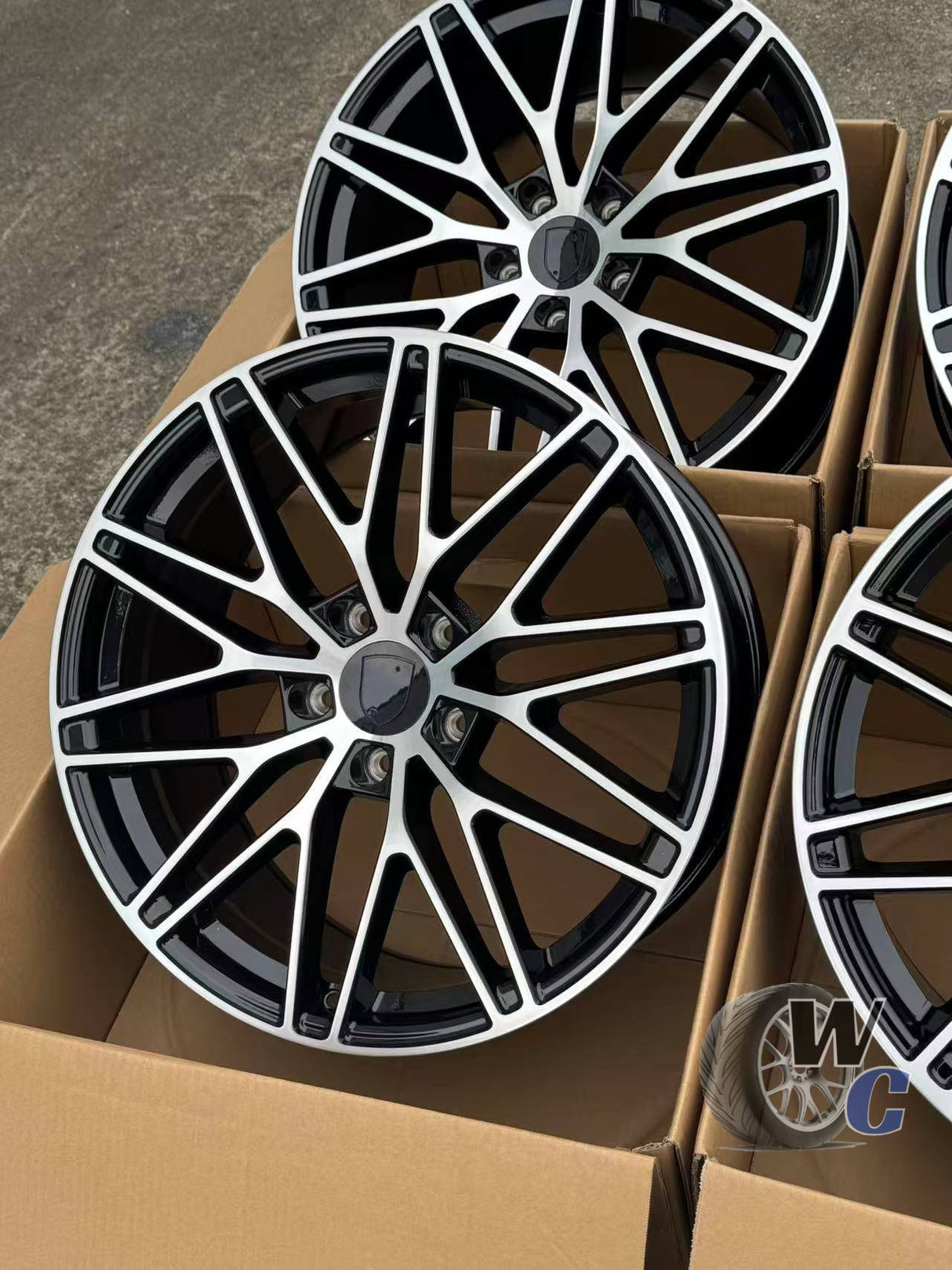 21” Wheels Fit Porsche Cayenne 2011–2026 |  OE Style Rims |  Gloss Black Machined Face |  Staggered Set of 4