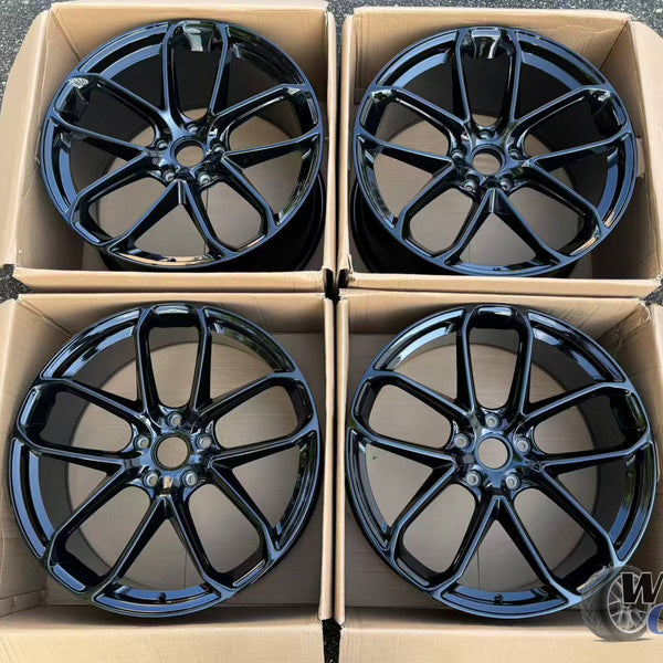 22” Wheels Fit Porsche Taycan 2019–2025 |  OE Style Rims |  Gloss Black |  Staggered Set of 4