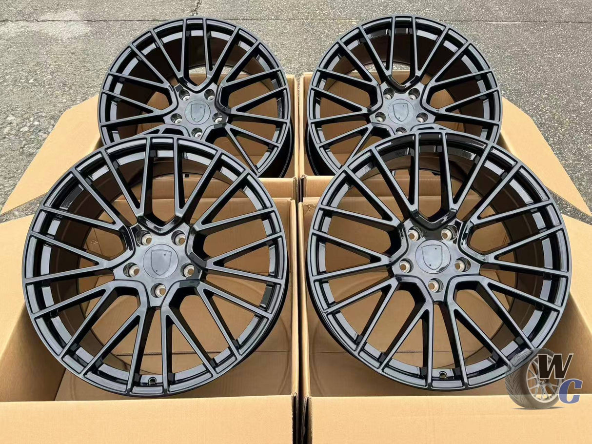 21” Wheels Fit Porsche Cayenne 2003–2025 |  OE Style Rims |  Gloss Black |  Staggered Set of 4