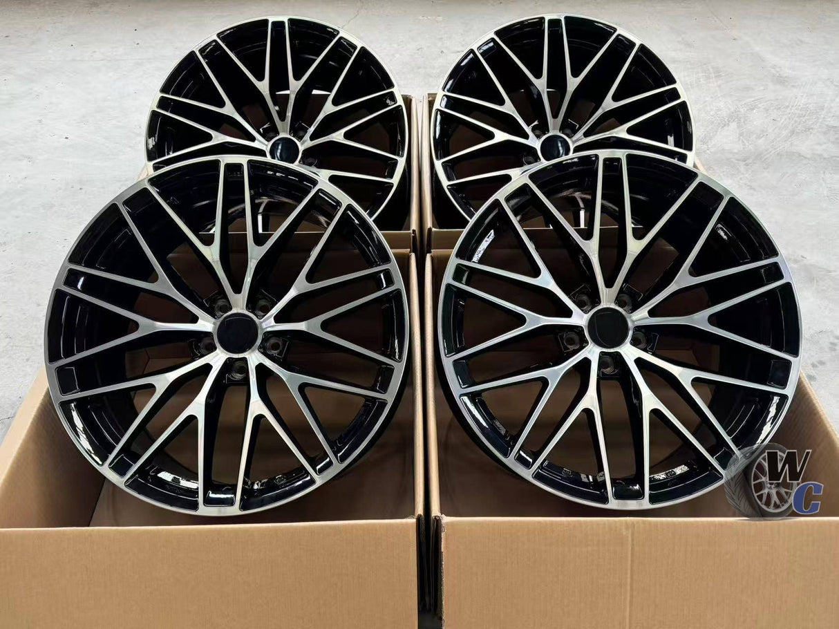 20” Wheels Fit Porsche Macan 2014–2026 |  OE Style Rims |  Gloss Black Machined Face |  Staggered Set of 4