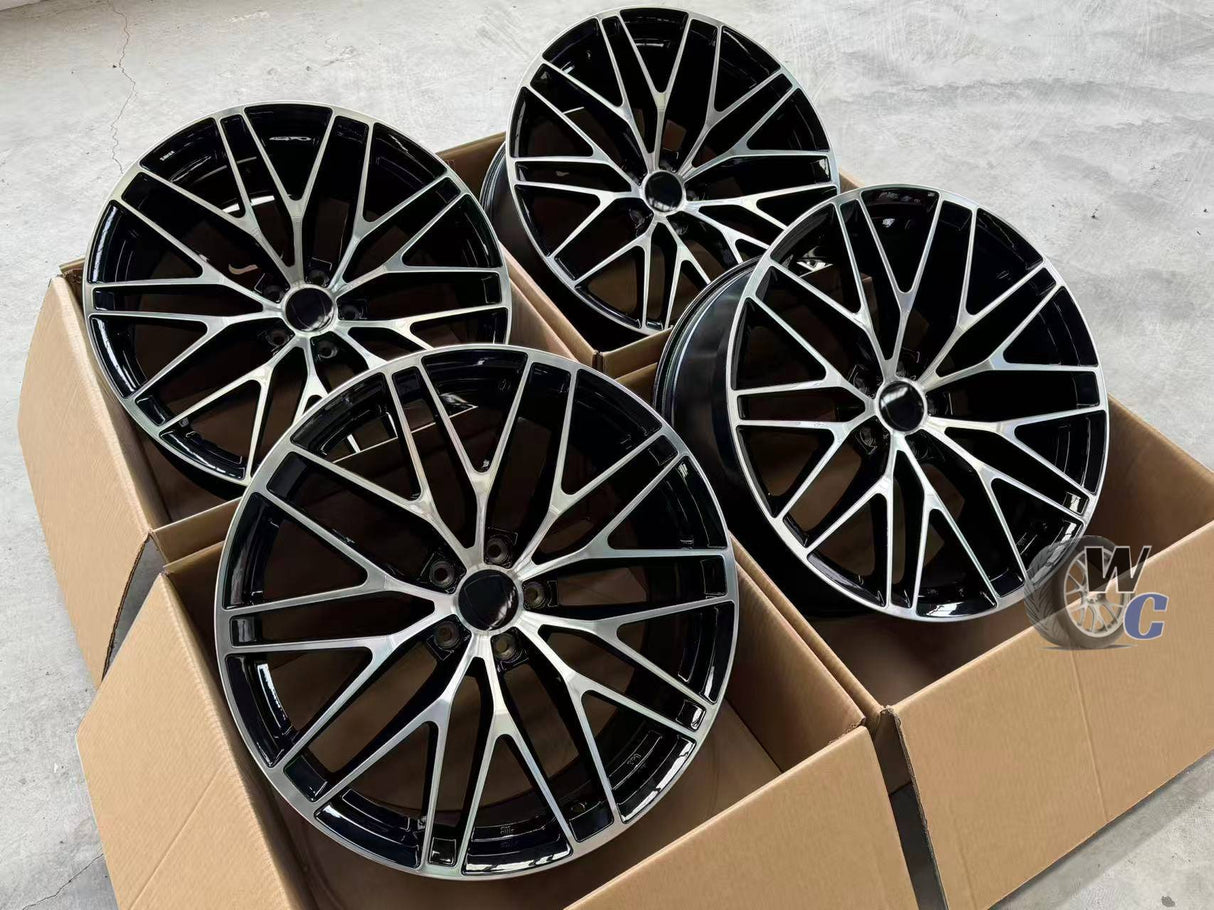 20” Wheels Fit Porsche Macan 2014–2026 |  OE Style Rims |  Gloss Black Machined Face |  Staggered Set of 4