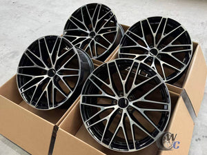 20” Wheels Fit Porsche Macan 2014–2026 |  OE Style Rims |  Gloss Black Machined Face |  Staggered Set of 4