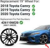 Replacement 19 Inch Wheel For Toyota Camry OE Style Aluminum Alloy Rim for 2018 2019 2020 Models | 19x8" | Black w/ Silver - Factory Rim Replacement for 4261106E20 (42611-06E20)