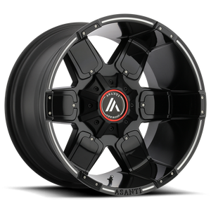 20X10 Asanti Off Road AB811 WARTHOG SATIN BLACK MILL W/ G-BLK ACC 8X180